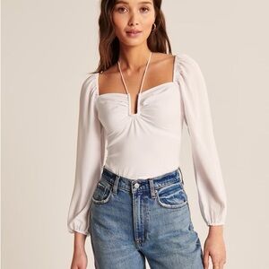 Abercrombie & Fitch Women’s Long Sleeve Faux Silk Cinched Top - XS